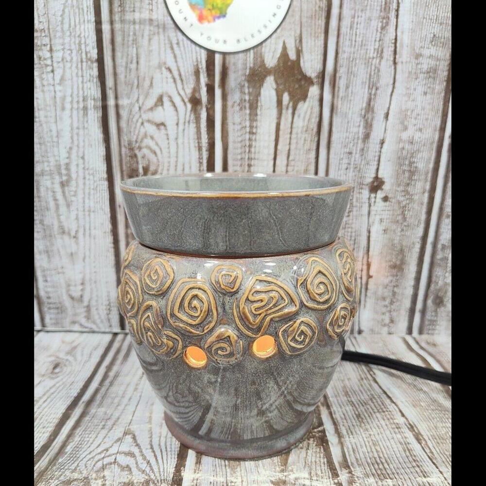 Scentsy "Enchanted" Gray Brown Mid Size Wax Warmer Works Great